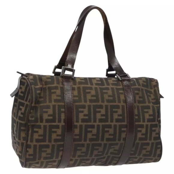 FENDI Zucca Canvas Hand Bag Brown Black - Picture 1 of 16